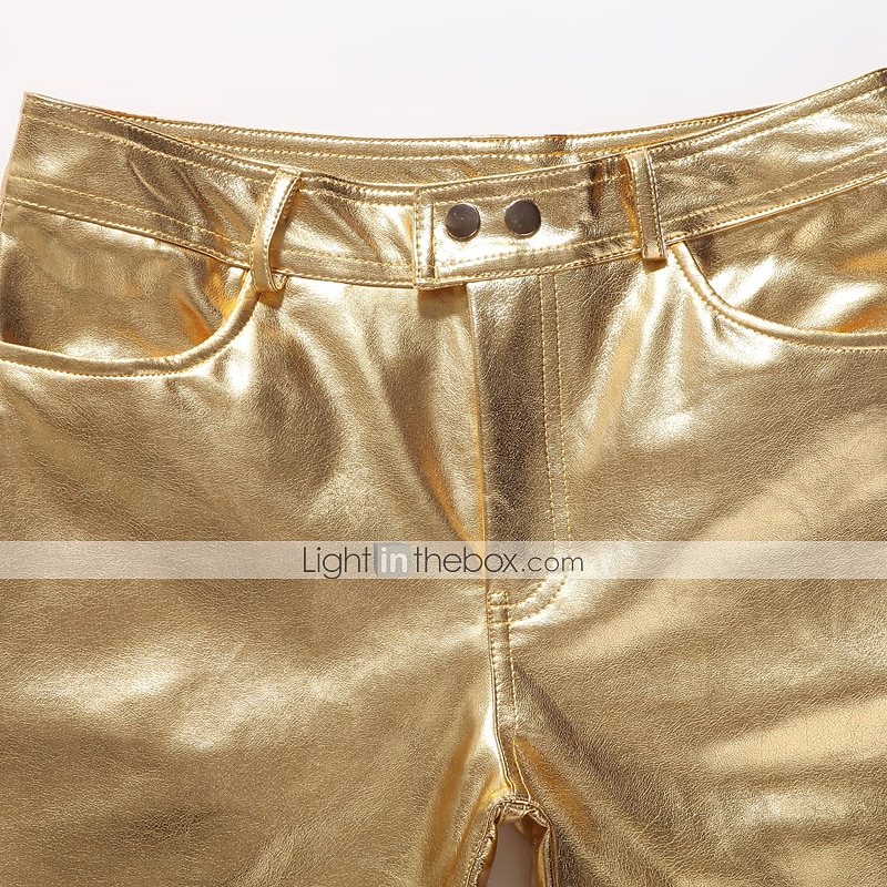 Per uomo magro Pantaloni Pantaloni in ecopelle Gamba dritta Tinta unita Lunghezza intera Feste Per uscire Serata Streetwear Moda Argento Nero Media elasticità del 2025 a $25.99 –P6