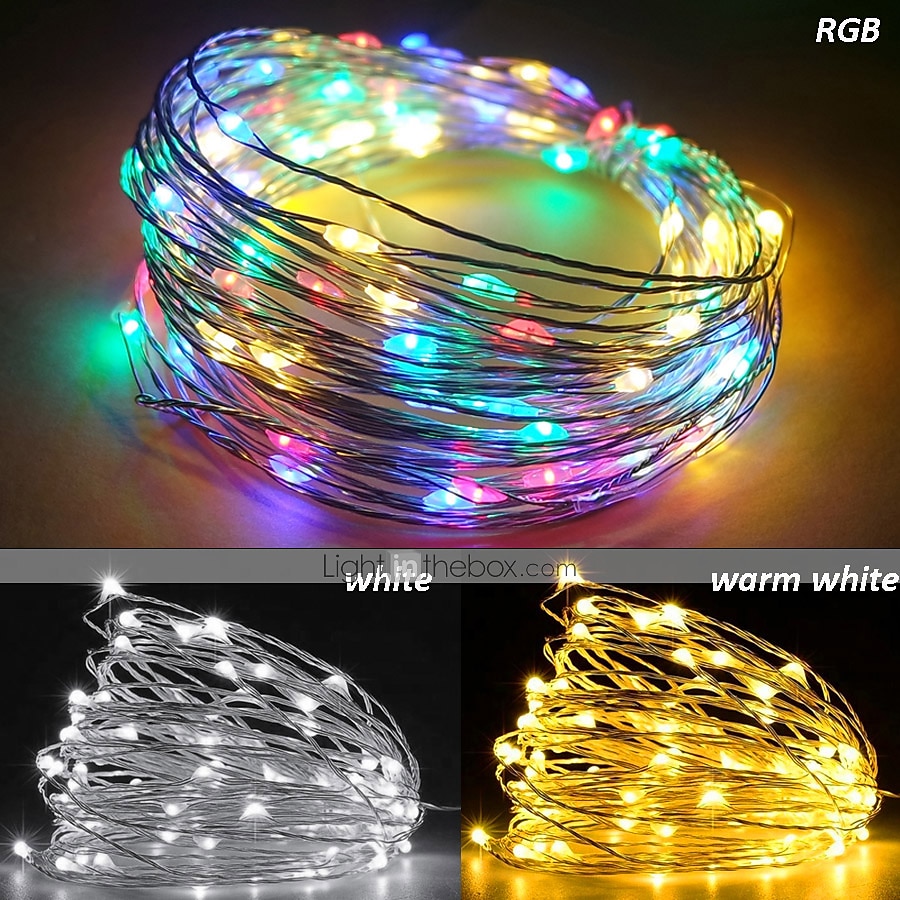 2025年 10mストリングライト100LED 113キーリモコン1個ウォームホワイトホワイトマルチカラー防水クリエイティブカッタブル単三電池駆動  コレクション – $11.99 –P7