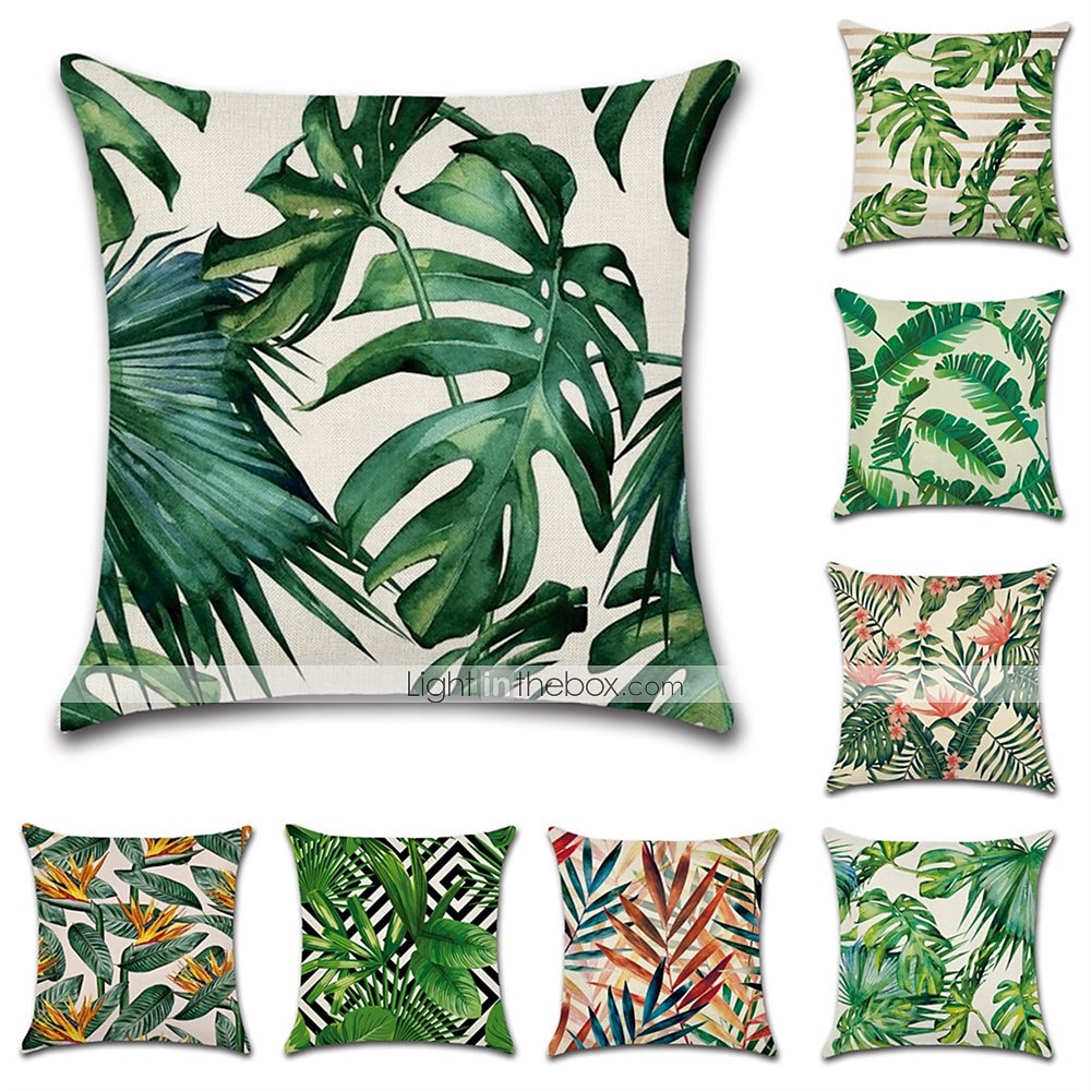 putetrekk 1 stk myk blomstret&amp;planter firkantet putetrekk putetrekk til sofa soverom overlegen kvalitet maskinvaskbar utendørs faux lin pute til sofa sofa seng stol grønn 2025 - $12.99 –P9