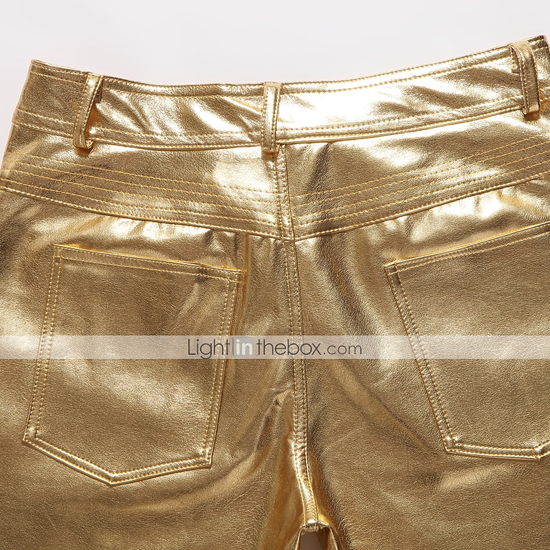 Per uomo magro Pantaloni Pantaloni in ecopelle Gamba dritta Tinta unita Lunghezza intera Feste Per uscire Serata Streetwear Moda Argento Nero Media elasticità del 2025 a $25.99 –P8