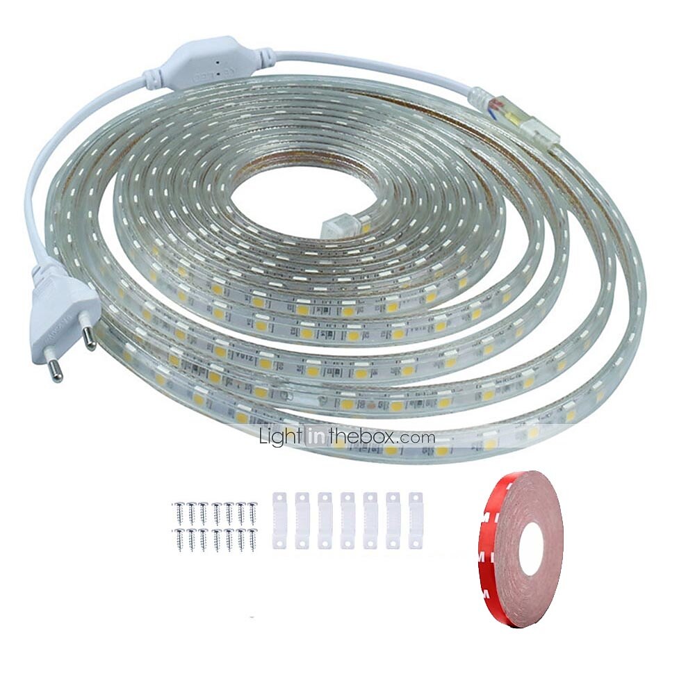 2X5M 12V SMD Pure White 5050 IP68 Waterproof 600 LED Double Row Tube Strip Light