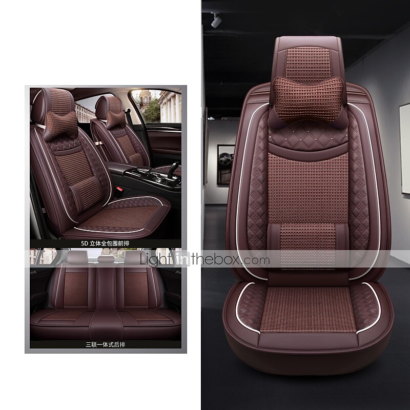 autostoelbekleding hoofdsteun\u0026amp; taillekussentjes lederen autostoel  universeel beige / koffie / blauw 7292123 2022 – $140.39