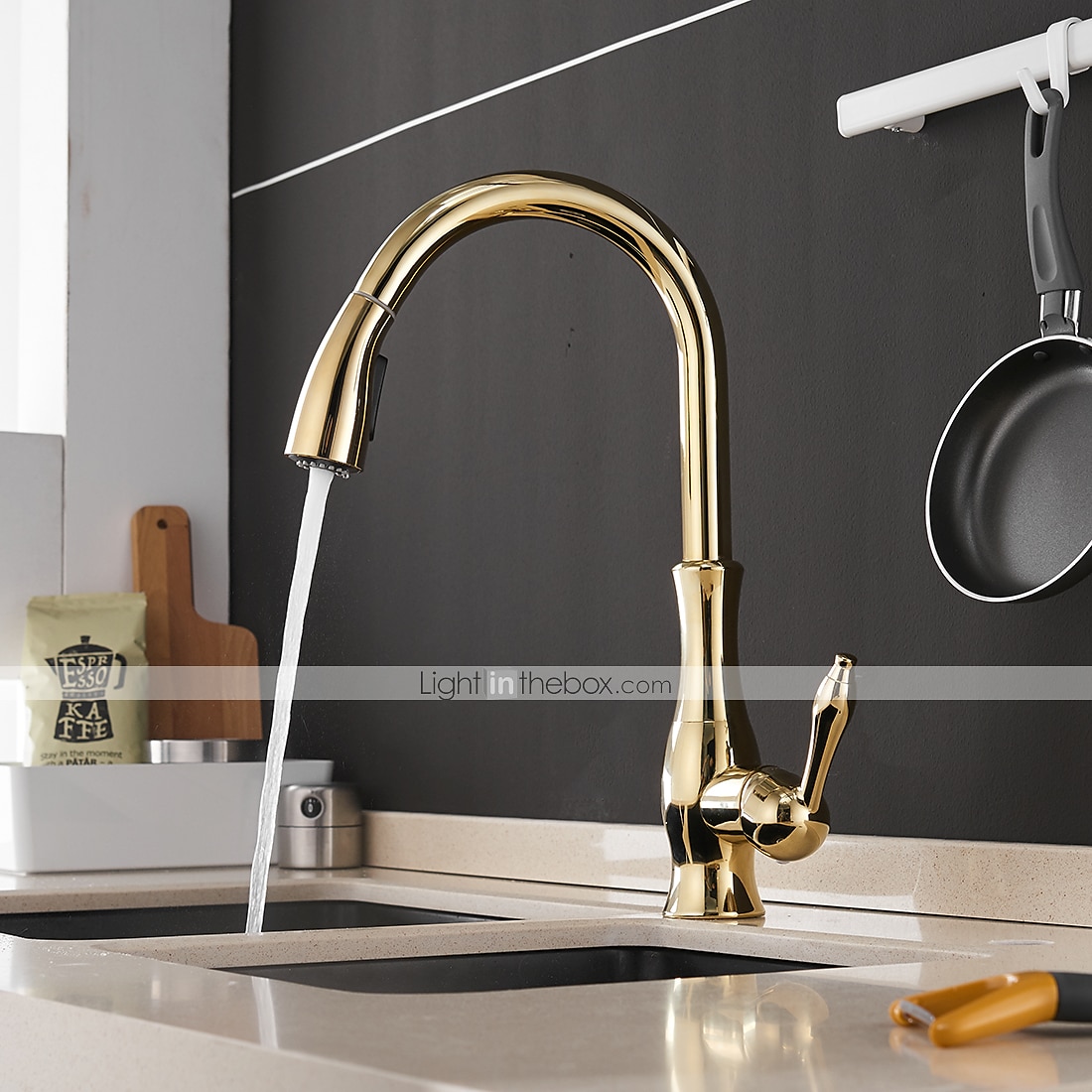 Kitchen Faucet with Sprayer Vessel Installation Nickel Brushed/Electroplated One Hole Widespread Pull Out/High Arc, Brass Kitchen Faucet Contain with Cold and Hot Water 2025 - $178.99 –P2
