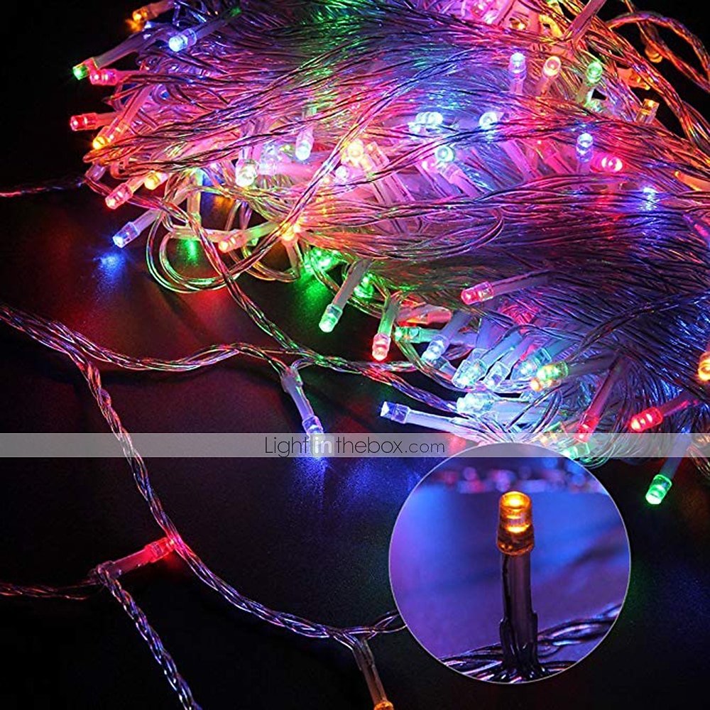 50m șir lumini, 400 led-uri alb cald, alb &amp; lumini decorative albastre impermeabile pentru petrecerea de Craciun 24v 2025 - $81.99 –P7