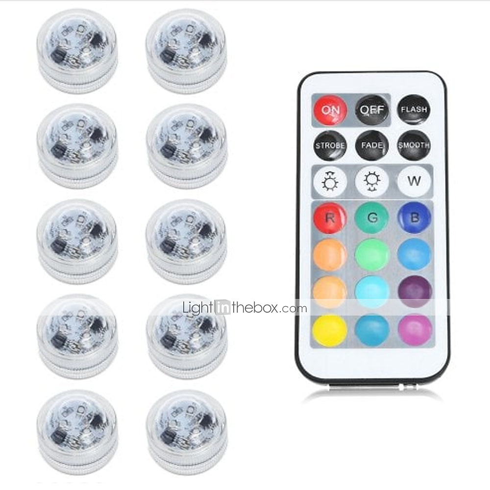 10pcs Submersible LED Lights Underwater Multicolor Lights Waterproof Remote Controlled RGB Swimming Pool Suitable for Tub Pond Vases Aquariums 2025 - AU $41.59 –P6