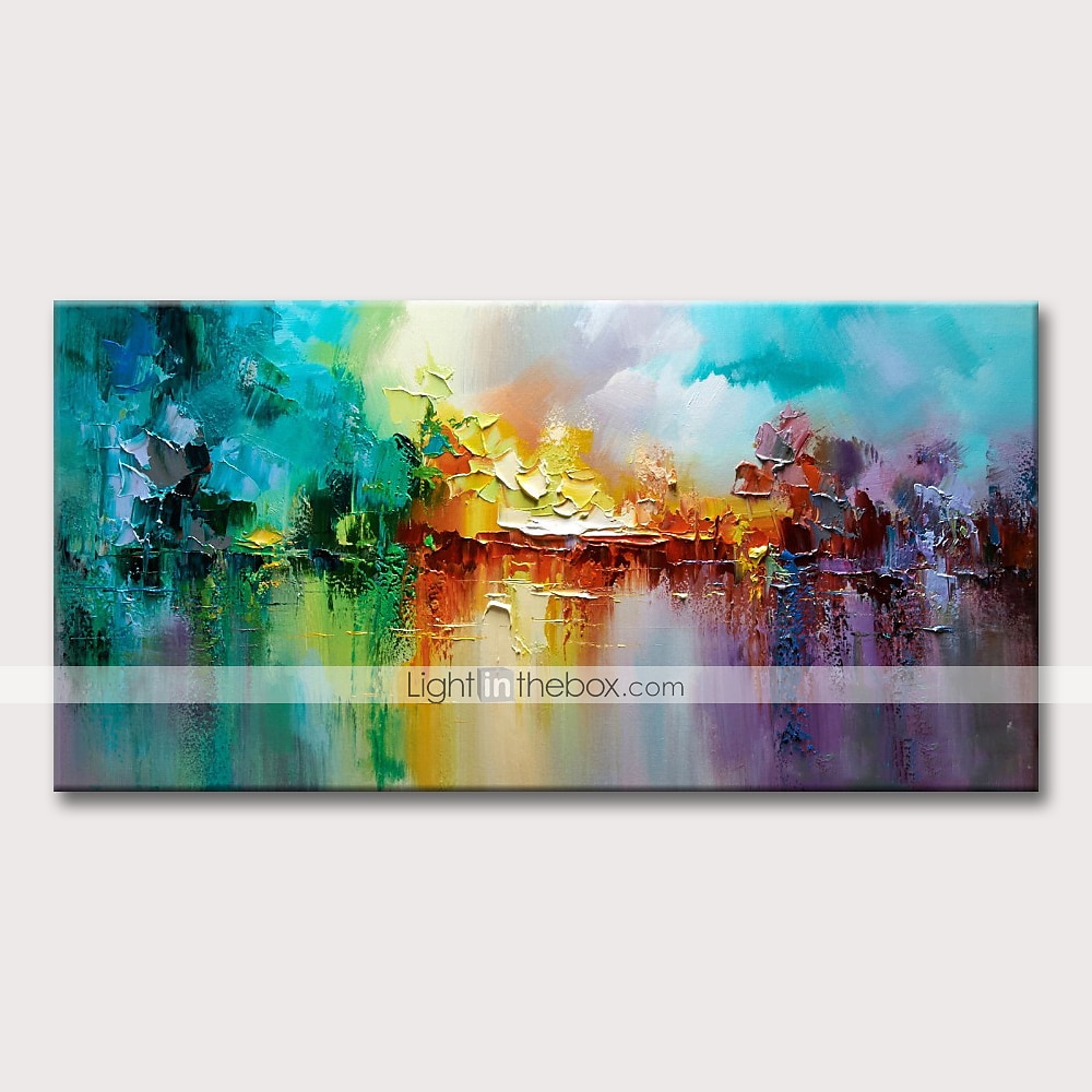 grande taille peinture à l'huile 100% fait main peint à la main art mural sur toile coloré lac abstrait floraison feux d'artifice décoration de la maison décor toile roulée pas de cadre non étiré de 2026 ? $100.99 –P2