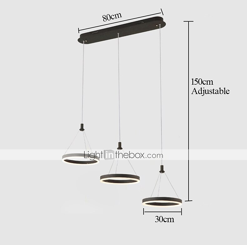 3 luci 30 cm multi-tonalità / lampadario regolabile alluminio acrilico cerchio finiture verniciate led / moderno 110-120v / 220-240v del 2025 a $399.99 –P1