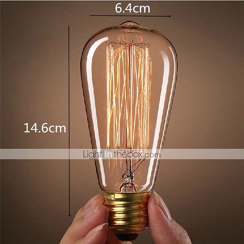 1pc 60W Incandescent Vintage Edison Light Bulb Retro Dimmable Decorative Bulb E26 E27 ST64 Warm White 2200-2300k 220-240V 2025 - CAD $8.99 –P2