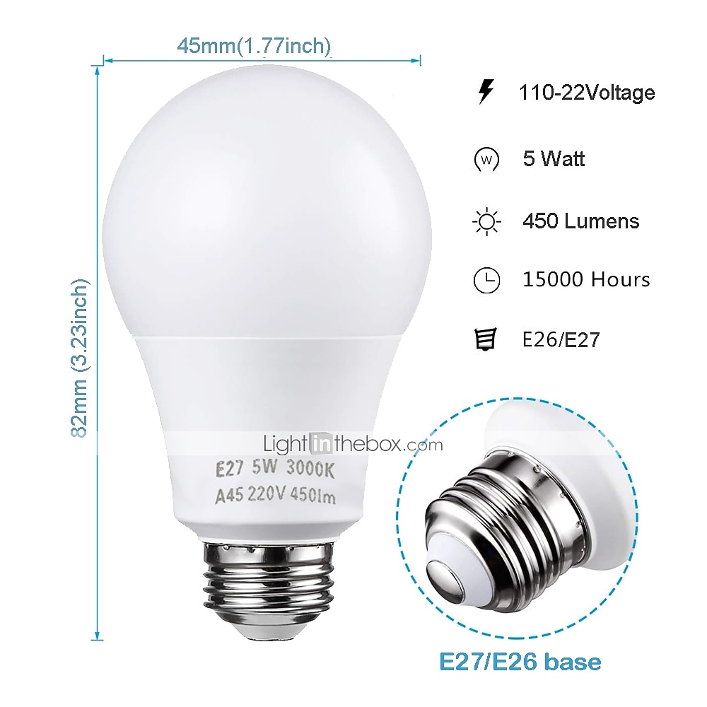 10 stks 5 w led-lampen 50 w halogeen equivalent 3000 k/6000 k warm wit geen flikkering e26 e27 500lm niet dimbare ac110-220 v 2025 - $42.99 –P3