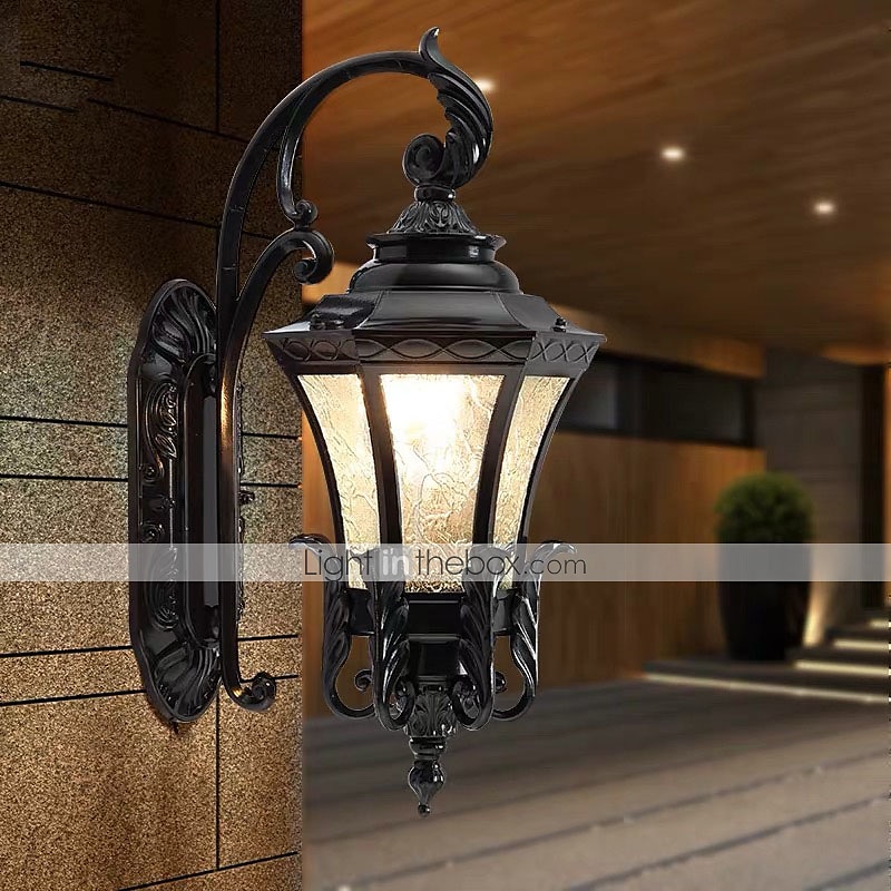 Aplique de pared led accesorio de iluminación antiguo aplique de pared linterna externa impermeable a prueba de óxido de aluminio linterna de vidrio lámpara de pared linterna patio jardín balcón 2025 - $282.09 –P14