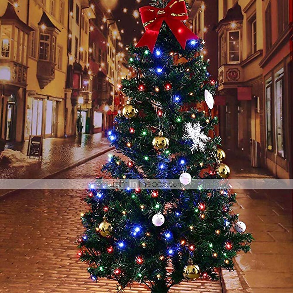 50m șir lumini, 400 led-uri alb cald, alb &amp; lumini decorative albastre impermeabile pentru petrecerea de Craciun 24v 2025 - $81.99 –P6