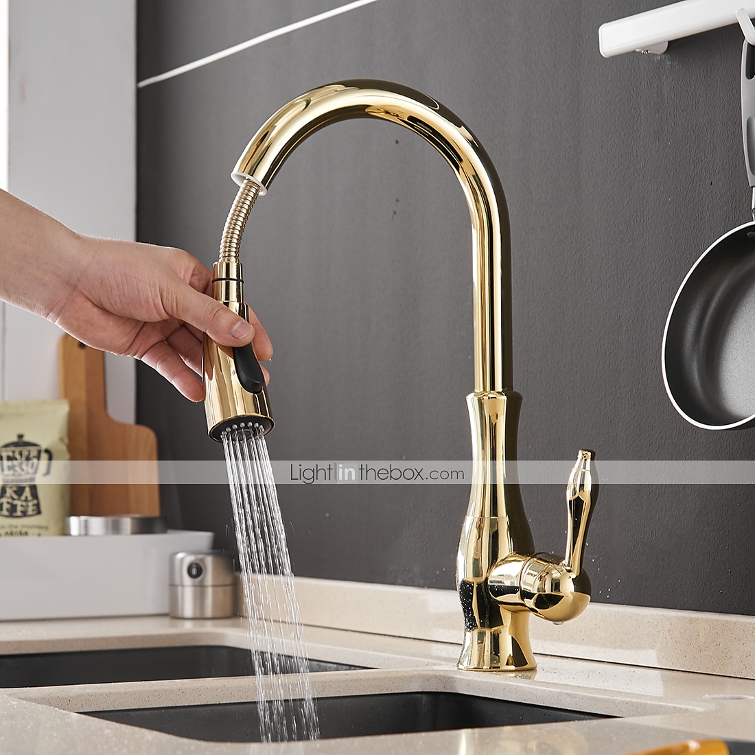 Kitchen Faucet with Sprayer Vessel Installation Nickel Brushed/Electroplated One Hole Widespread Pull Out/High Arc, Brass Kitchen Faucet Contain with Cold and Hot Water 2025 - $178.99 –P3