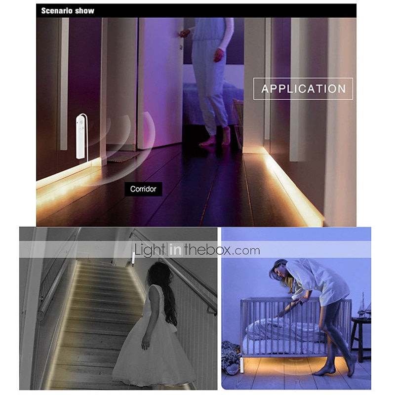 LED Under Cabinet Light, 3m/2m Wireless PIR Motion Sensor, Waterproof LED Strip Lamp for Kitchen, Stairs, Wardrobe, Bedside 1/2pcs 2025 - $15.49 –P5