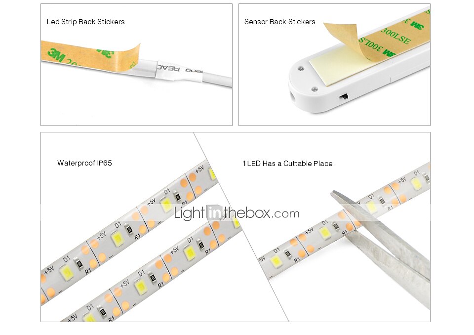 Motion Sensor LED Light Strip 1-2.5 Meters, Rechargeable Battery Box, Indoor Motion-Activated Light for Wardrobes, Stairs, Cabinets, Counters, and Beds (Batteries Not Included) 2025 - $13.49 –P3