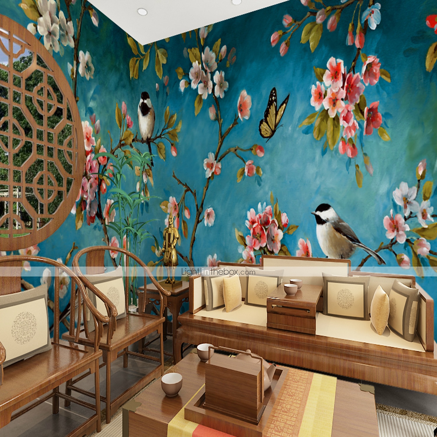 Крутые обои, настенная роспись, цветок, синие обои, наклейка на стену, покрытие с принтом, клей, требуется, птица, цветочный холст, домашний декор 2025 - $47.99 –P3