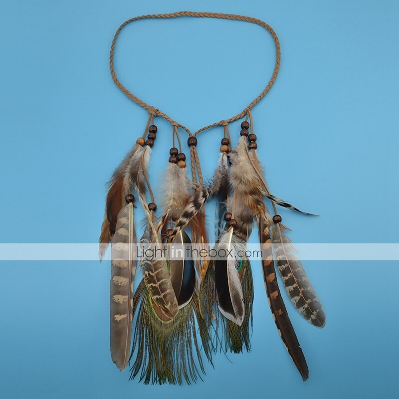 Women's Headbands For Festival Cord Feather Brown 1pc 2025 - $7.69 –P4
