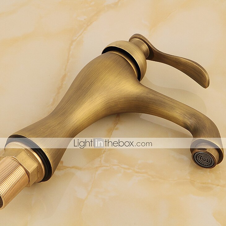 Bathroom Sink Faucet - Classic Antique Brass Centerset Single Handle One HoleBath Taps 2025 - $80.99 –P2