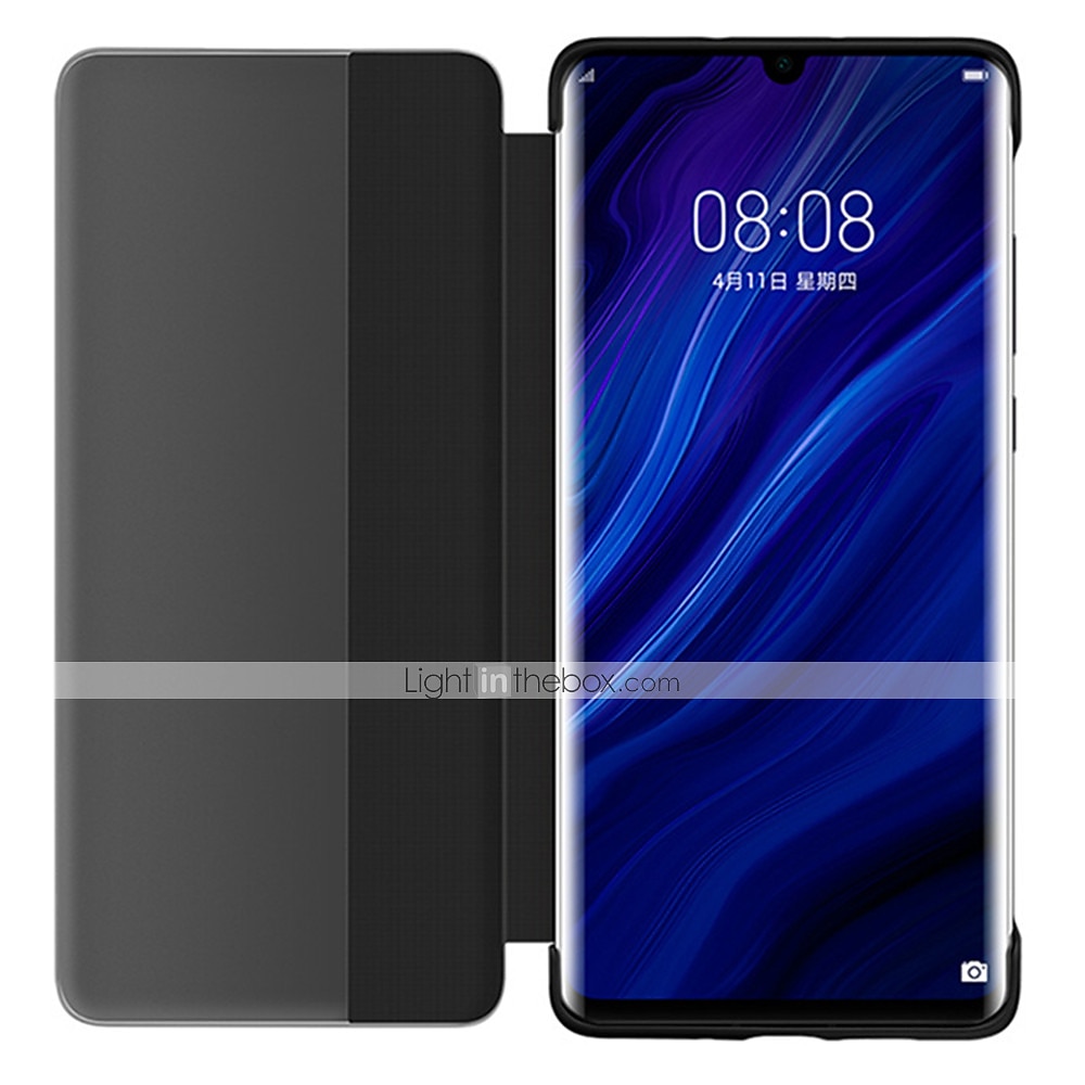 Handy Hülle Handyhüllen Für Huawei P20 P20 Pro P30 P30 Pro Ganzkörper-Gehäuse Ledertasche Klappetui Flipbare Hülle mit Sichtfenster Auto Schlaf / Aufwachen Feste Farbe Hart PU-Leder 2025 - $13.99 –P4