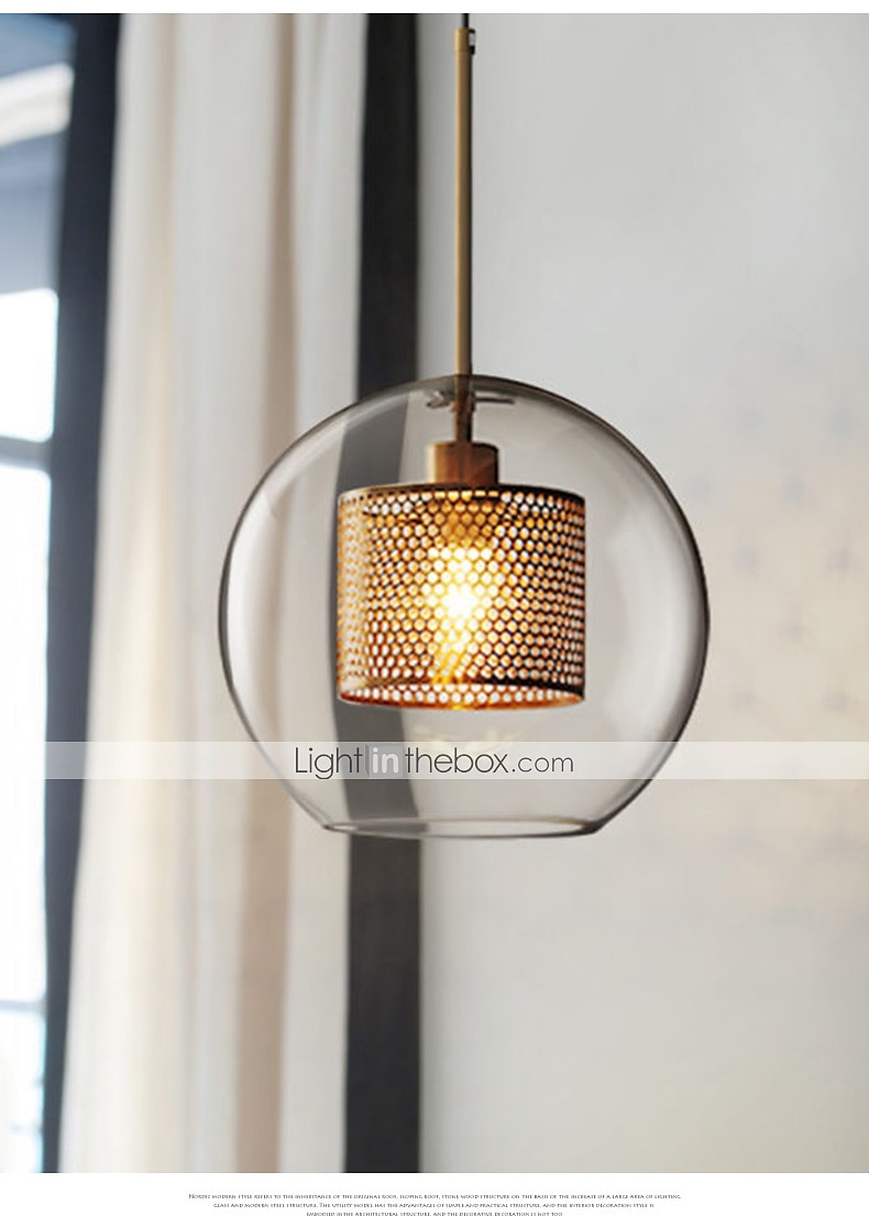 1 lumière 20 cm led suspension design unique verre lanterne galvanoplastie rétro style industriel salle à manger salon lumière 110-120/220-240v de 2025 ? $174.99 –P2