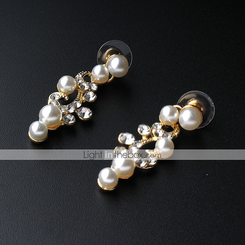 1 set Gioielli da Sposa per Donne Regalo di Matrimonio con Perle Imitazione Strass Lega Link  Catena Fiore Botanico  Fidanzamento per impressionare con l'Abito del 2025 a $7.99 –P2