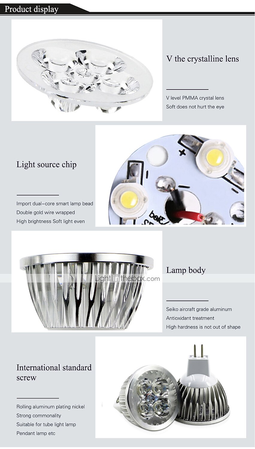 MR16 GU10 DEL Light AMPOULE Spotlight 3 W 4 W 5 W 7 W Super Bright lampe chaud blanc froid