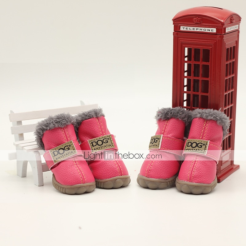 pantofi pentru câini, cizme / pantofi pentru câini țin la cald piele artificială piele solidă pentru animale de companie piele pu cizme pentru câini gri argintiu 2025 - $27.99 –P1