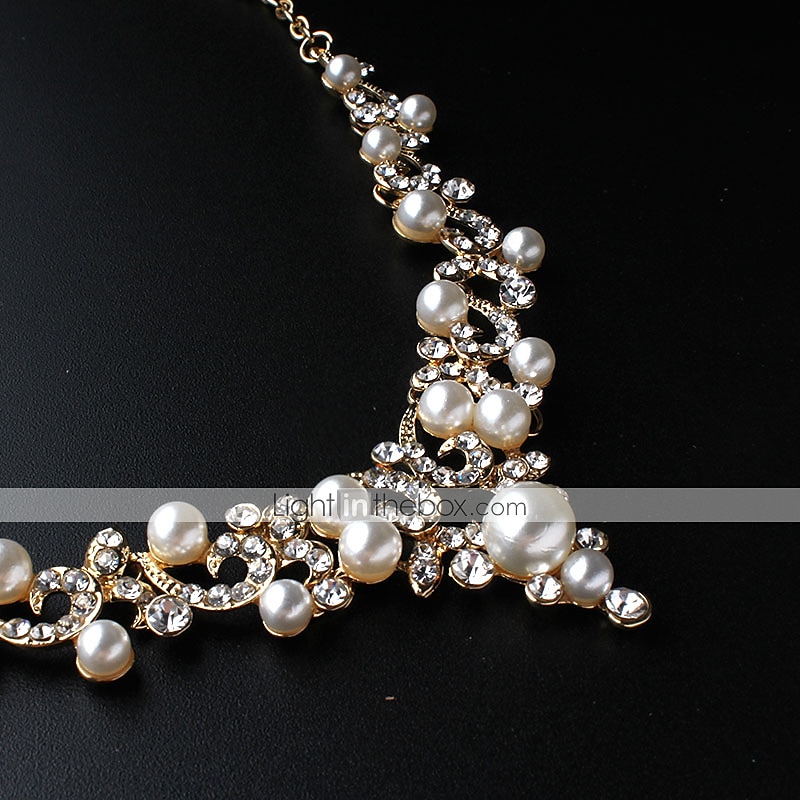 1 set Gioielli da Sposa per Donne Regalo di Matrimonio con Perle Imitazione Strass Lega Link  Catena Fiore Botanico  Fidanzamento per impressionare con l'Abito del 2025 a $7.99 –P4