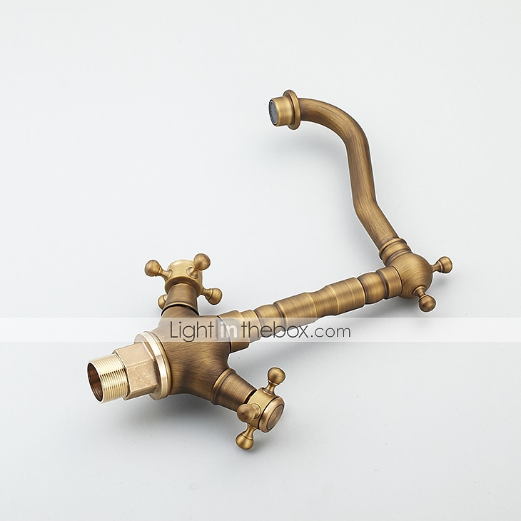 rubinetto del lavandino del bagno - centrotavola classico in ottone anticato due maniglie rubinetteria monoforo del 2025 a $80.99 –P10