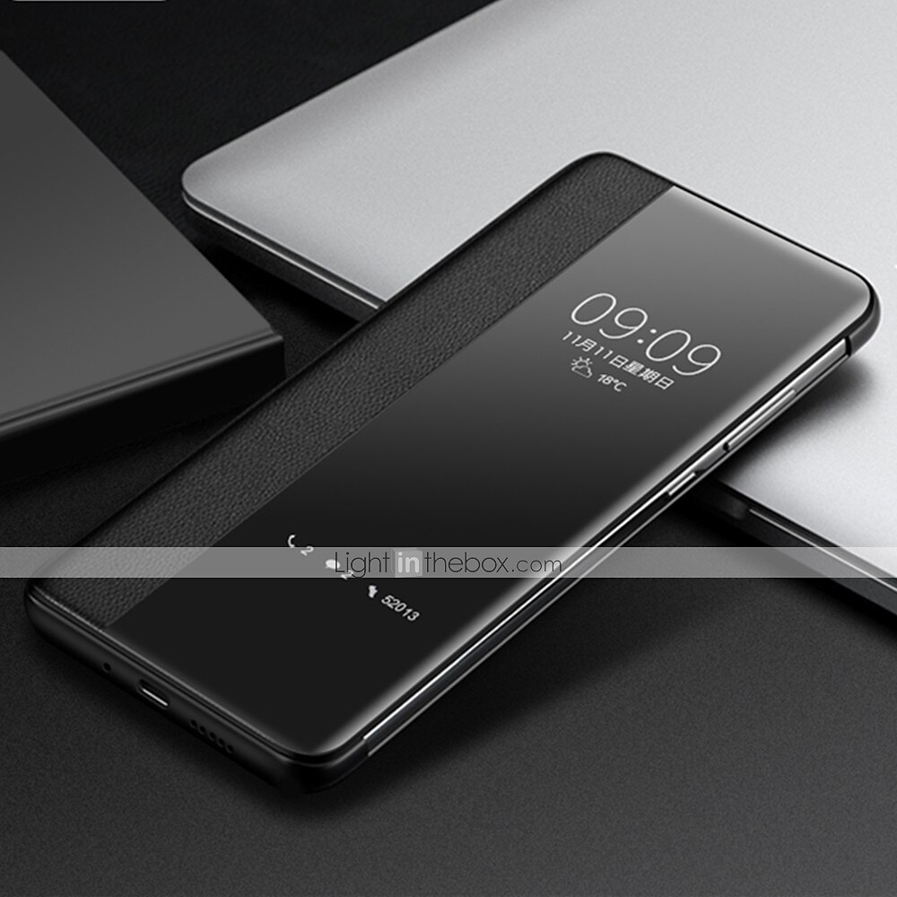 Handy Hülle Handyhüllen Für Huawei P20 P20 Pro P30 P30 Pro Ganzkörper-Gehäuse Ledertasche Klappetui Flipbare Hülle mit Sichtfenster Auto Schlaf / Aufwachen Feste Farbe Hart PU-Leder 2025 - $13.99 –P6