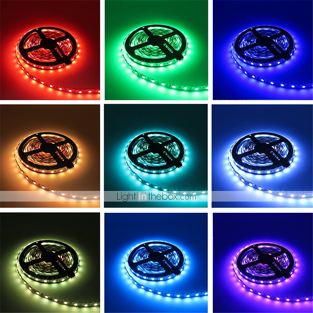 RGB LED Strip Lights Set Dimmable 20m 65.6ft Tiktok Lights 600 LEDs 5050 SMD 10mm Remote Control RC Cuttable Linkable Suitable for Vehicles Self-adhesive Color-Changing IP44 2025 - $48.99 –P4