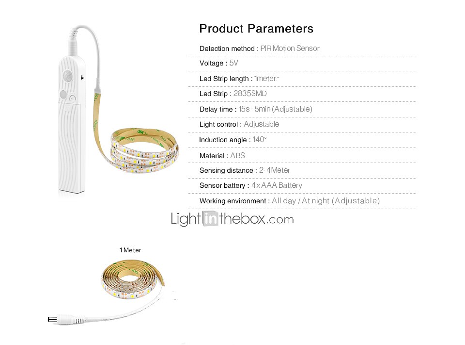 Motion Sensor LED Light Strip 1-2.5 Meters, Rechargeable Battery Box, Indoor Motion-Activated Light for Wardrobes, Stairs, Cabinets, Counters, and Beds (Batteries Not Included) 2025 - $13.49 –P2