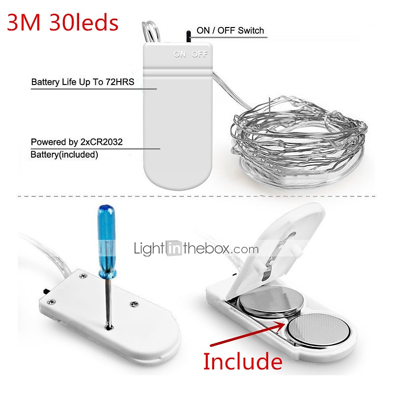 2025年 3mストリングライト30LED1個ウォームホワイトホワイトマルチカラー防水パーティー装飾電池駆動  コレクション – $7.99 –P2