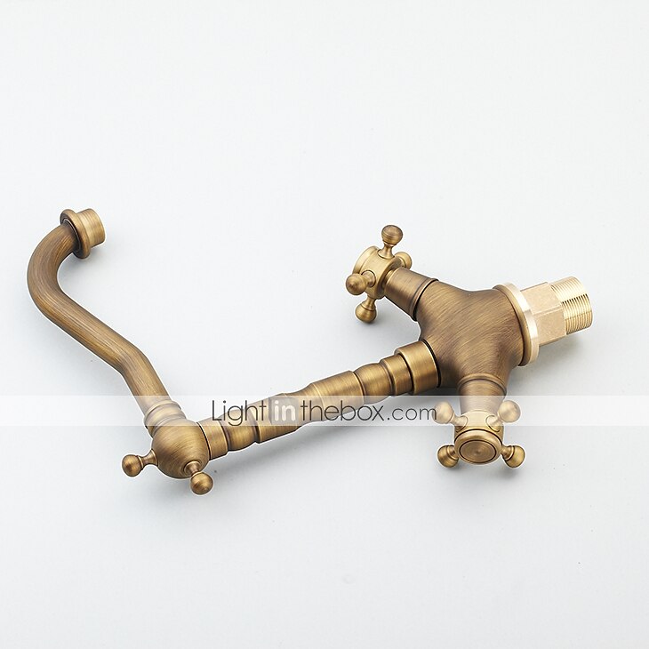 rubinetto del lavandino del bagno - centrotavola classico in ottone anticato due maniglie rubinetteria monoforo del 2025 a $80.99 –P11