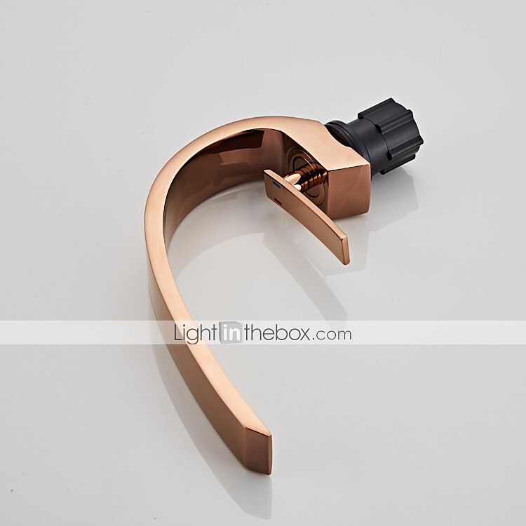 robinet de lavabo de salle de bain en laiton or rose en forme de coude ensemble central robinet à un trou avec eau froide et chaude de 2025 ? $113.99 –P4