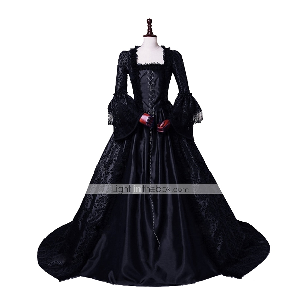 Dress Floral Style Rococo Victorian Floor Length Dress Party Costume Masquerade Flare Cuff Sleeve Princess Toile Ball Gown Square Neck Fancy Dress Women's Halloween Christmas Party / Evening Adults 2026 - $123.99 –P1