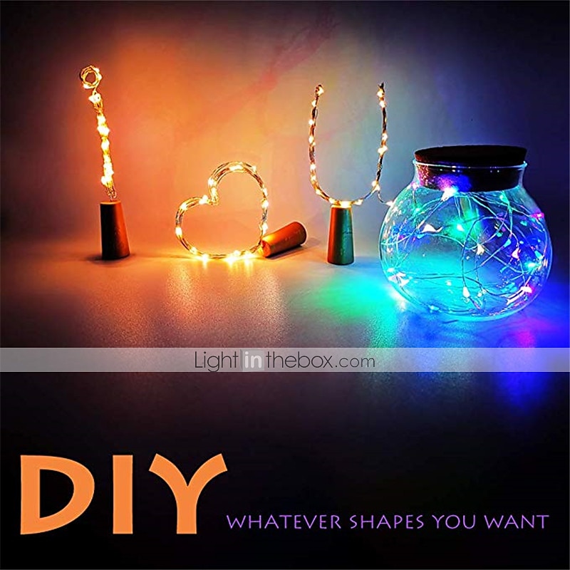 1/2/6/10pcs LED Wine Bottle String Lights 2m 20LEDs with Cork Warm White White Multi Color Red Blue Waterproof Fairy Lights Christmas Wedding Decoration Batteries Powered 2025 - GBP £8.23 –P5