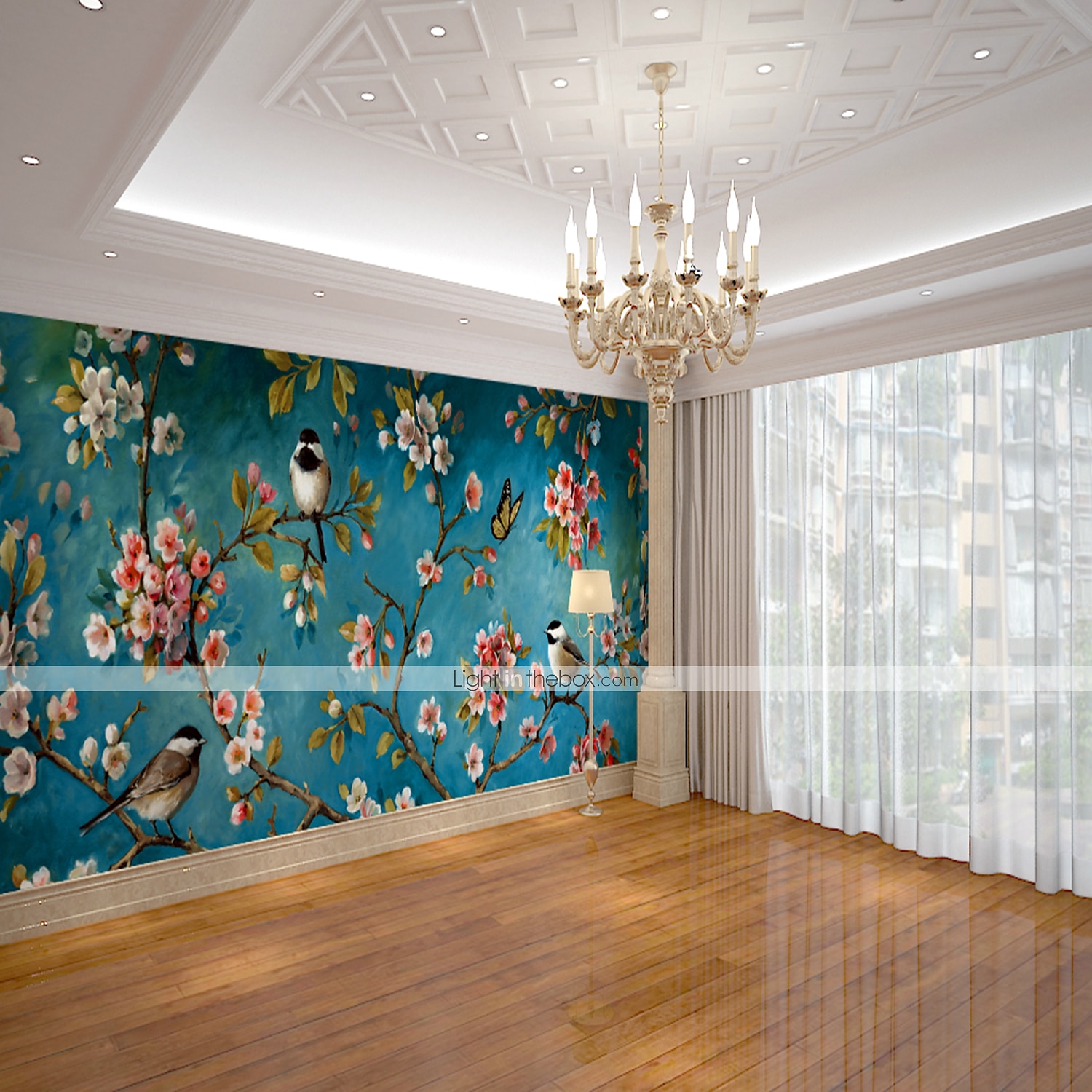 Крутые обои, настенная роспись, цветок, синие обои, наклейка на стену, покрытие с принтом, клей, требуется, птица, цветочный холст, домашний декор 2025 - $47.99 –P2