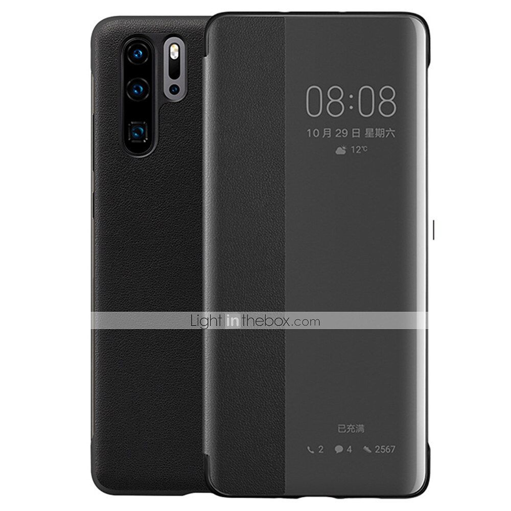 Handy Hülle Handyhüllen Für Huawei P20 P20 Pro P30 P30 Pro Ganzkörper-Gehäuse Ledertasche Klappetui Flipbare Hülle mit Sichtfenster Auto Schlaf / Aufwachen Feste Farbe Hart PU-Leder 2025 - $13.99 –P5