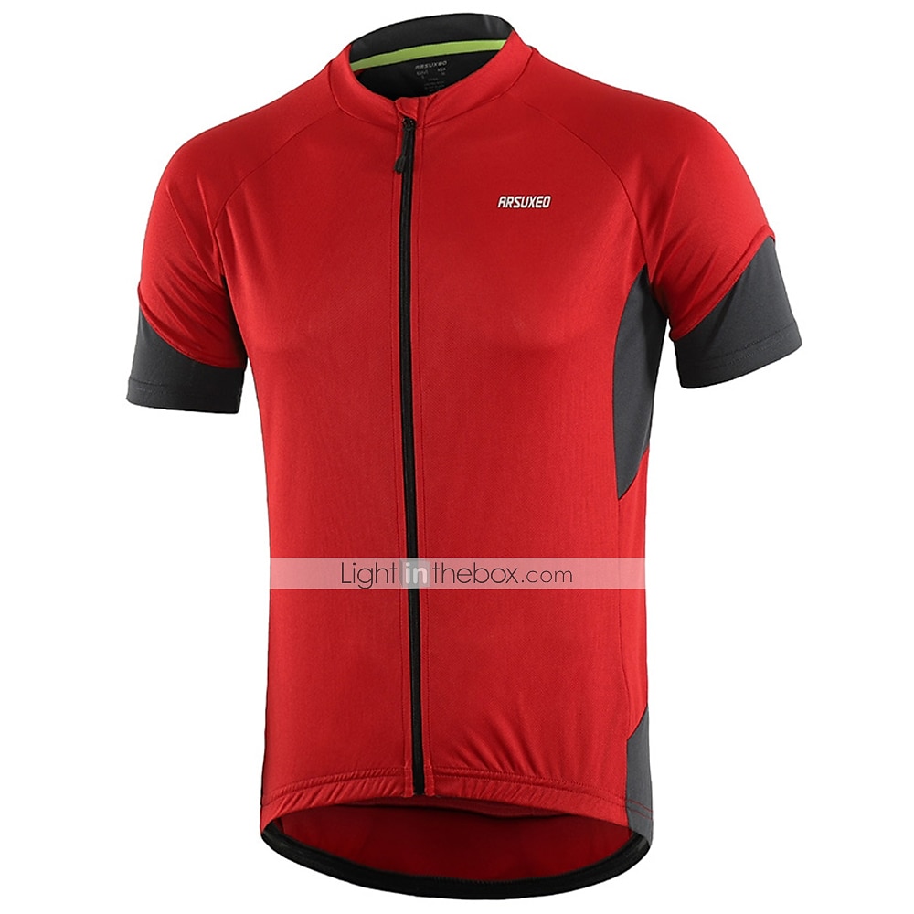 Arsuxeo Herre Sykkeltrøyer Kortermet Sykkel Topper med 3 baklommer Fjellsykling Veisykling Pustende Fukttransport Refleksbånd Tilbake Lomme Hvit Grønn Grå Lapper Polyester sport Klær / Elastisk 2025 - $27.99 -P18