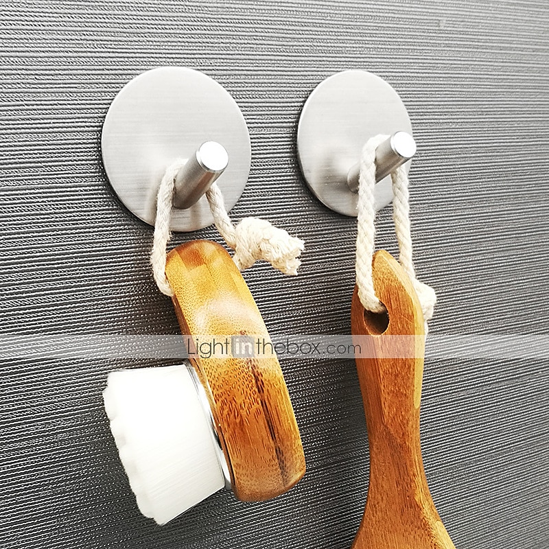 selvklebende runde kroker holdbare rustfritt stål veggmonterte vanntette kroker for bad børstet 4 stk 2025 - $20.99 –P5