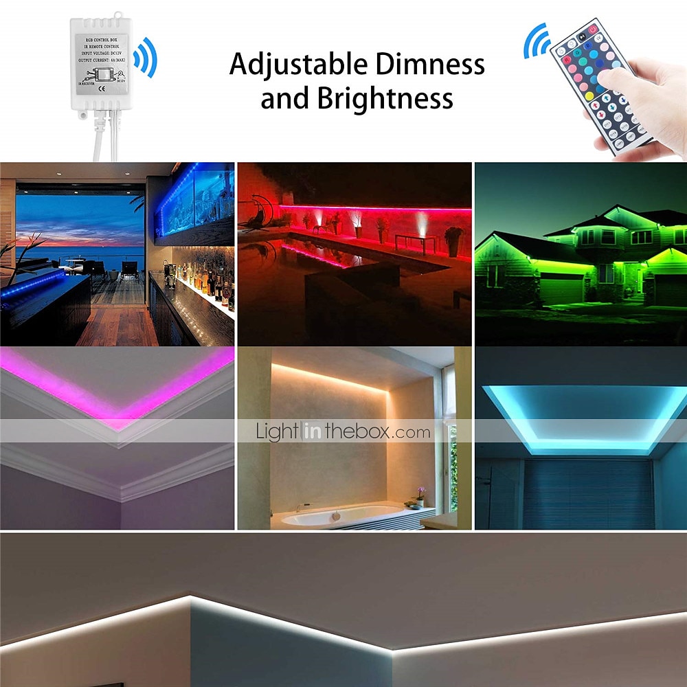 RGB LED Strip Lights Set Dimmable 20m 65.6ft Tiktok Lights 600 LEDs 5050 SMD 10mm Remote Control RC Cuttable Linkable Suitable for Vehicles Self-adhesive Color-Changing IP44 2025 - $48.99 –P6