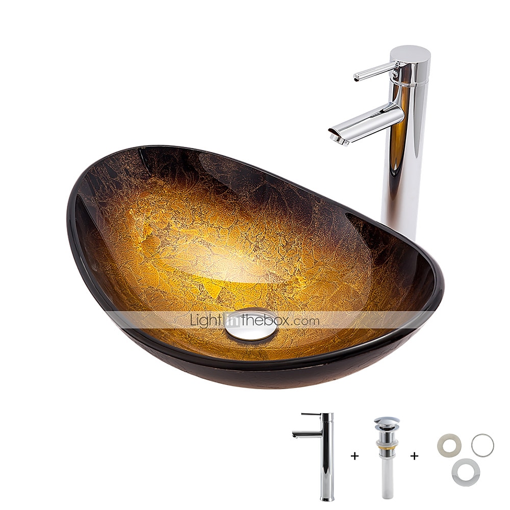 lavabo bagno / rubinetto bagno / anello di montaggio bagno moderno - lavabo rettangolare in vetro temperato del 2025 a $291.59 –P2