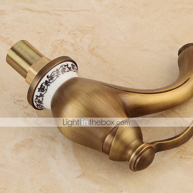 handfat kran - klassisk antik mässing centerset enkelgrepp en hålbad kranar 2025 - $97.99 –P6