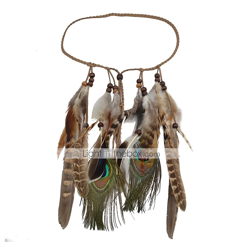 Women's Headbands For Festival Cord Feather Brown 1pc 2025 - $7.69 –P1