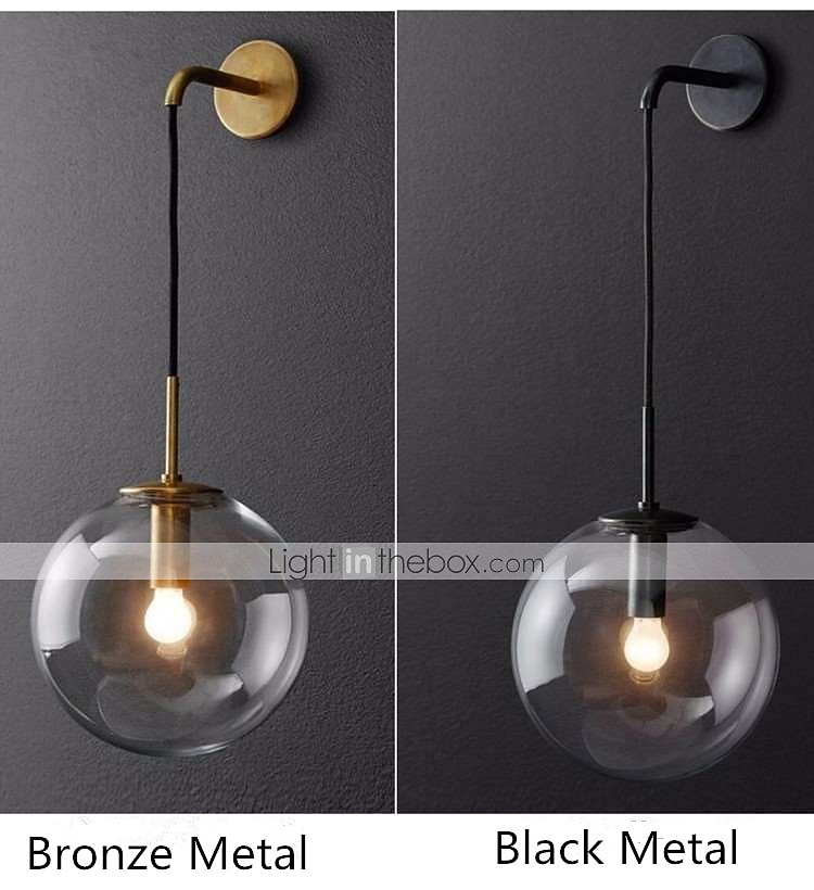 58см светодиодные настенные светильники креативные настенные бра в скандинавском стиле сферический дизайн винтажная спальня гостиная прихожая лестница стеклянный настенный светильник ip54: 110-120v 2026 - $76.99 –P15