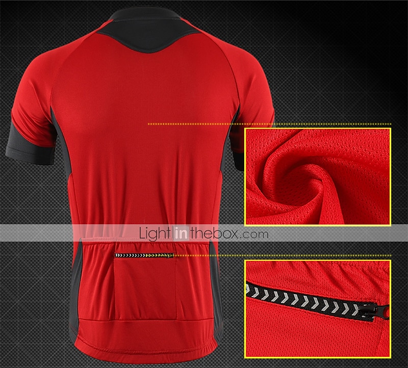 Arsuxeo Herre Sykkeltrøyer Kortermet Sykkel Topper med 3 baklommer Fjellsykling Veisykling Pustende Fukttransport Refleksbånd Tilbake Lomme Hvit Grønn Grå Lapper Polyester sport Klær / Elastisk 2025 - $27.99 -P2