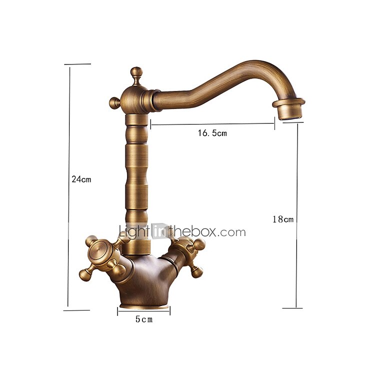 rubinetto del lavandino del bagno - centrotavola classico in ottone anticato due maniglie rubinetteria monoforo del 2025 a $80.99 –P16