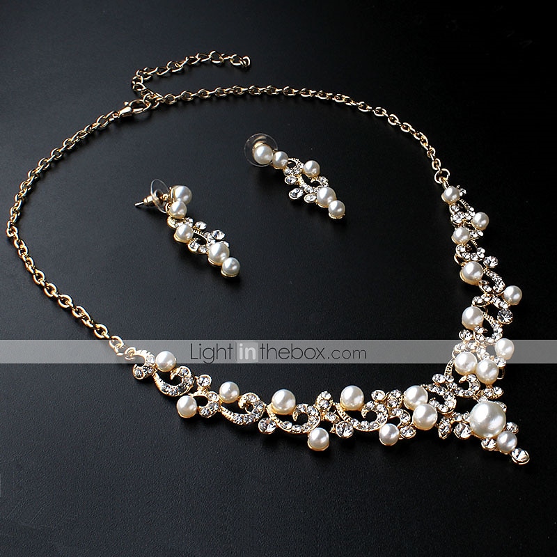 1 set Gioielli da Sposa per Donne Regalo di Matrimonio con Perle Imitazione Strass Lega Link  Catena Fiore Botanico  Fidanzamento per impressionare con l'Abito del 2025 a $7.99 –P3