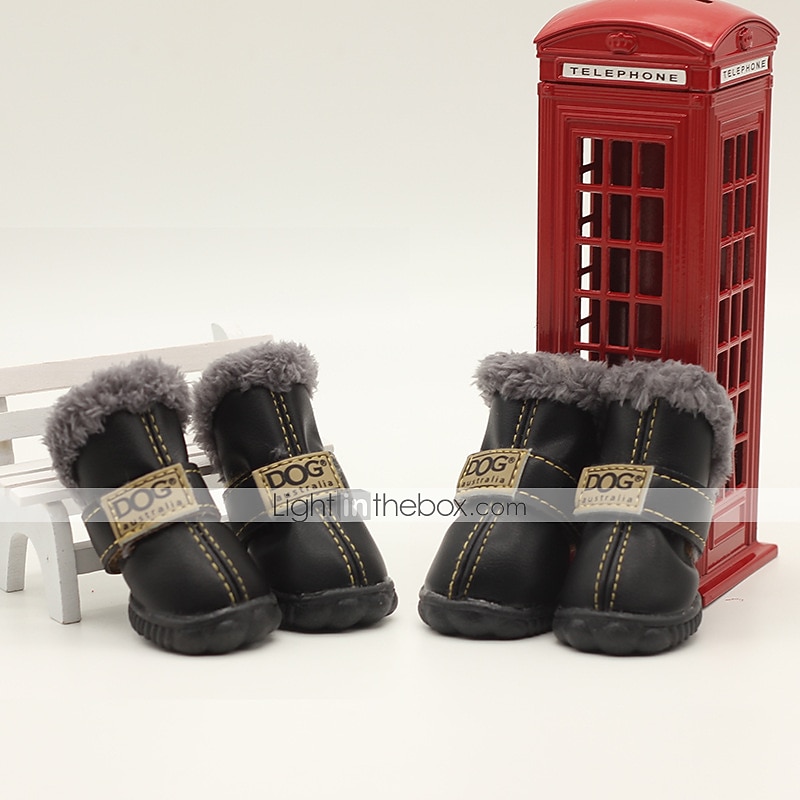 pantofi pentru câini, cizme / pantofi pentru câini țin la cald piele artificială piele solidă pentru animale de companie piele pu cizme pentru câini gri argintiu 2025 - $27.99 –P2