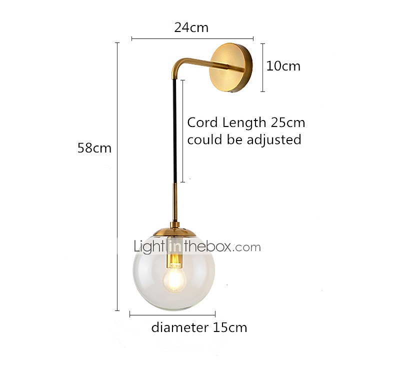 58см светодиодные настенные светильники креативные настенные бра в скандинавском стиле сферический дизайн винтажная спальня гостиная прихожая лестница стеклянный настенный светильник ip54: 110-120v 2026 - $76.99 –P1